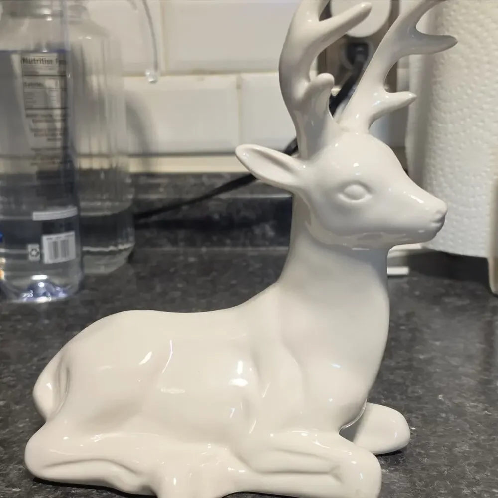 White Glazed Porcelain Deer Figurine - Deer Porcelain Figurine